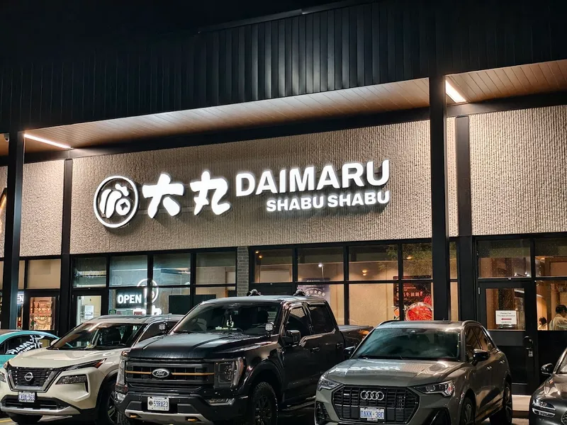 Daimaru Shabu Shabu Scarborough exterior at night with illuminated sign