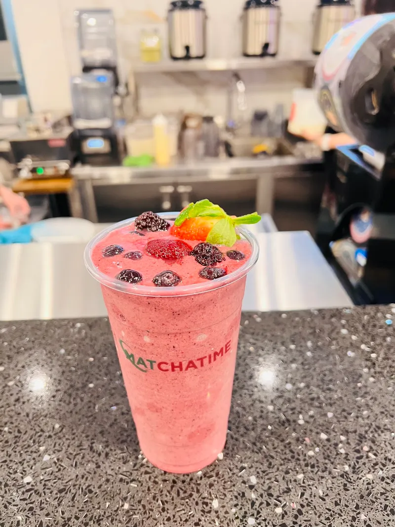 Matchatime iced matcha latte with cheese foam