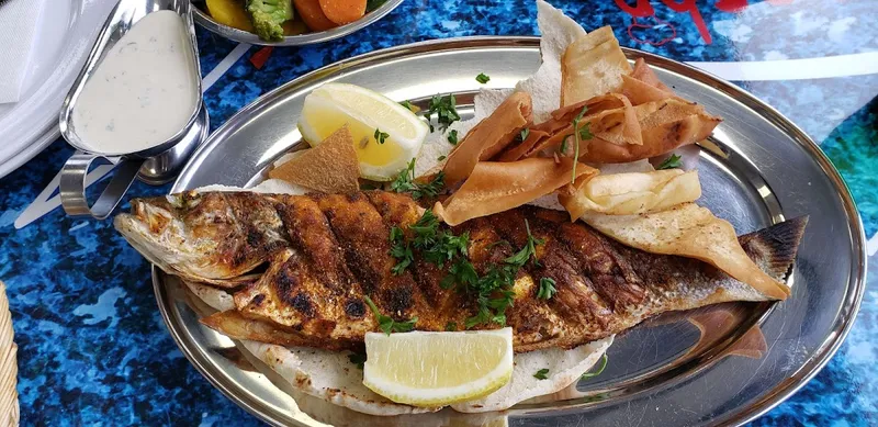Ghadir Meat and Fish charcoal-grilled shawarma and sea bream