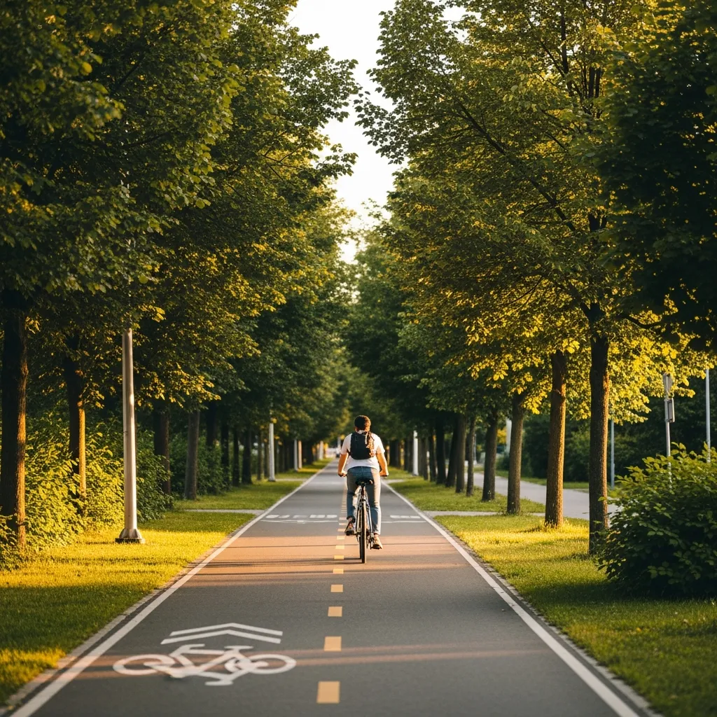 Cyclist on trail in North York