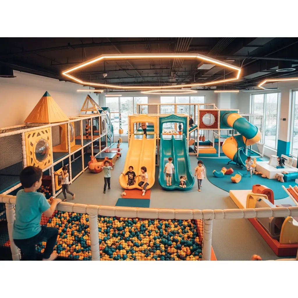 Kids playing at indoor playground in North York